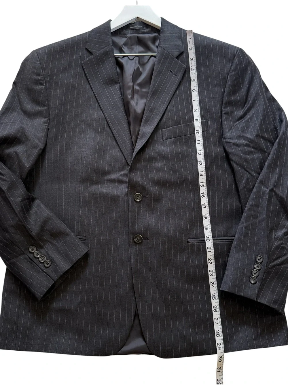 Ralph Lauren Mens Charcoal Gray Pinstriped Wool Sport Coat Blazer Jacket Sz 44S
